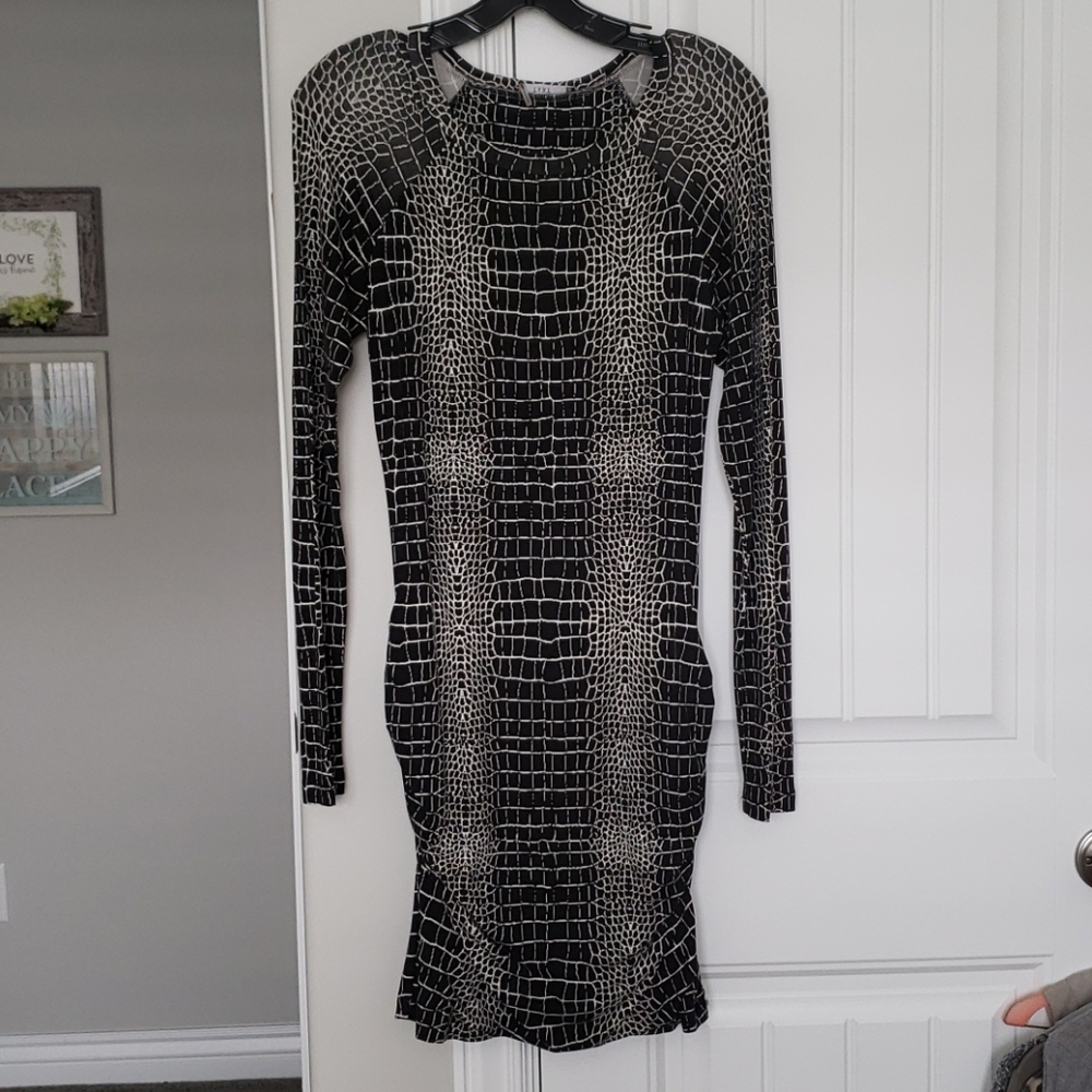Tart Black Print Ruched Dress